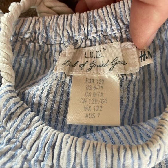 H&M/ L.O.G.G. Little Girl Striped Sleeveless Dress with Anchor Detail Size 6-7 - Picture 5 of 8